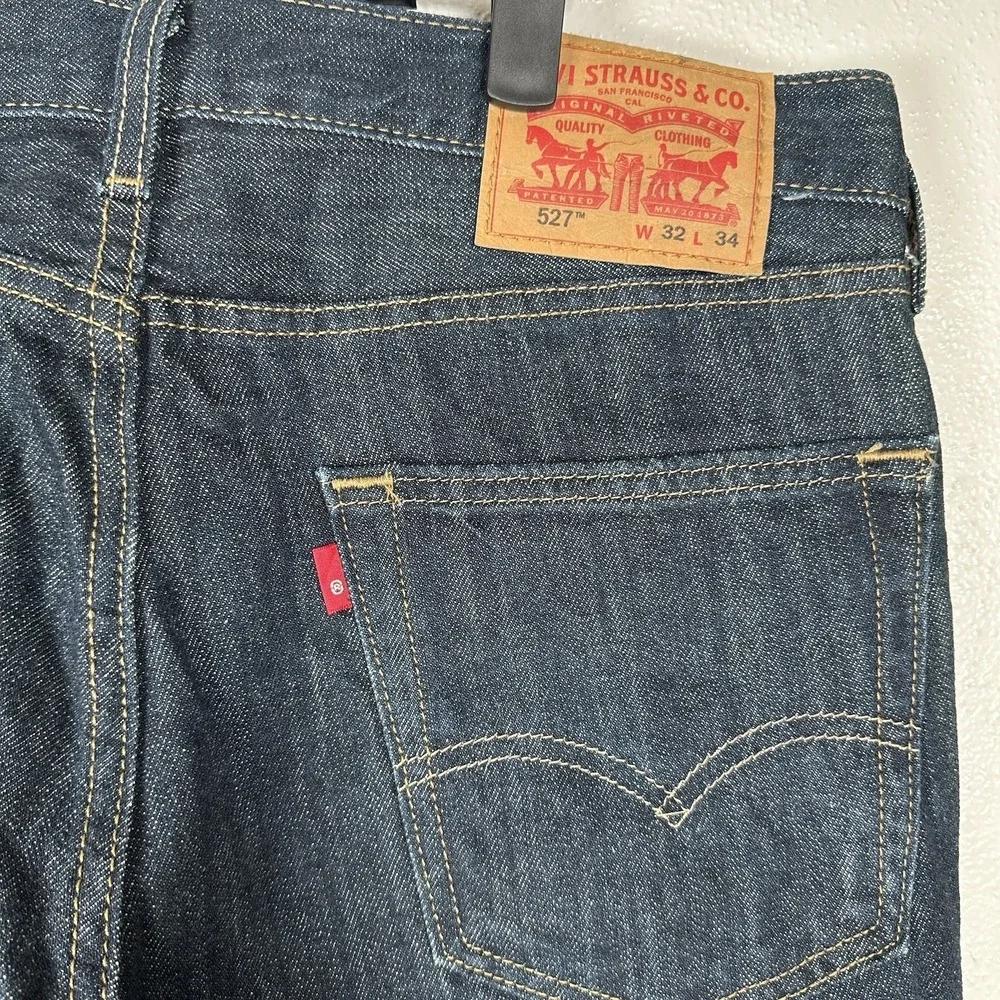 Levi's 527 Mens Size 32x34 Bootcut Jeans Blue Dark Wash 5 Pockets‎ Classic